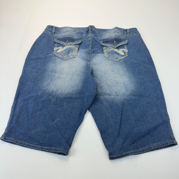 Cato Pants - Women's Denim Bermuda Shorts - Blue